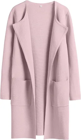 ANRABESS Women's Open Front Knit Lightweight Cardigan Casual Long Coatigan Sweater Lady Jacket Coat 2025 Fall Outerwear