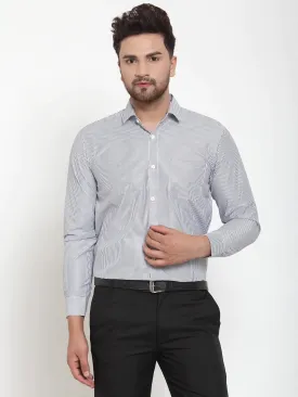 Black Men'S Cotton Striped Formal Shirt'S