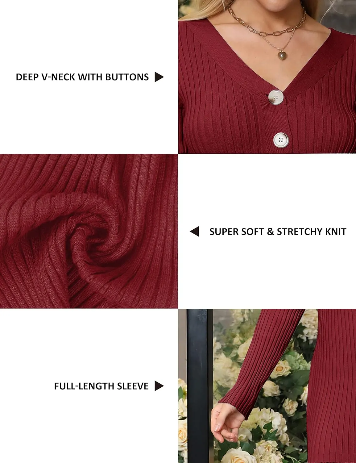 Blooming Jelly Womens Long Sleeve Sweater Dress Sexy V Neck Bodycon Mini Fall Dress Trendy Ribbed Knit Ladies Winter Sweater