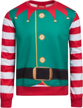 Boys' Ugly Christmas Sweater - Santa Elf and Llama Holiday Graphic Funny Christmas Sweater for Boys (Sizes: 8-18)