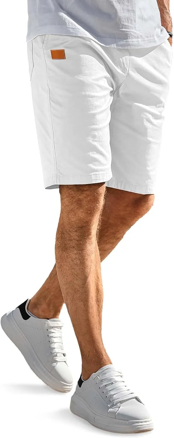 Comdecevis Mens Casual Shorts Stretch Waist Drawstring Summer Beach Twill Chino Golf Shorts