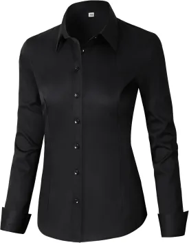 CUNLIN Womens Cotton Button Down Shirts for Women Fitted Long Sleeve Formal Dress Shirt Work Blouses Tops