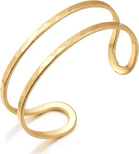 Gold Tone Cuff Bracelet for Women Minimalist Vintage Bangle Bracelet Stylish Jewelry Gift