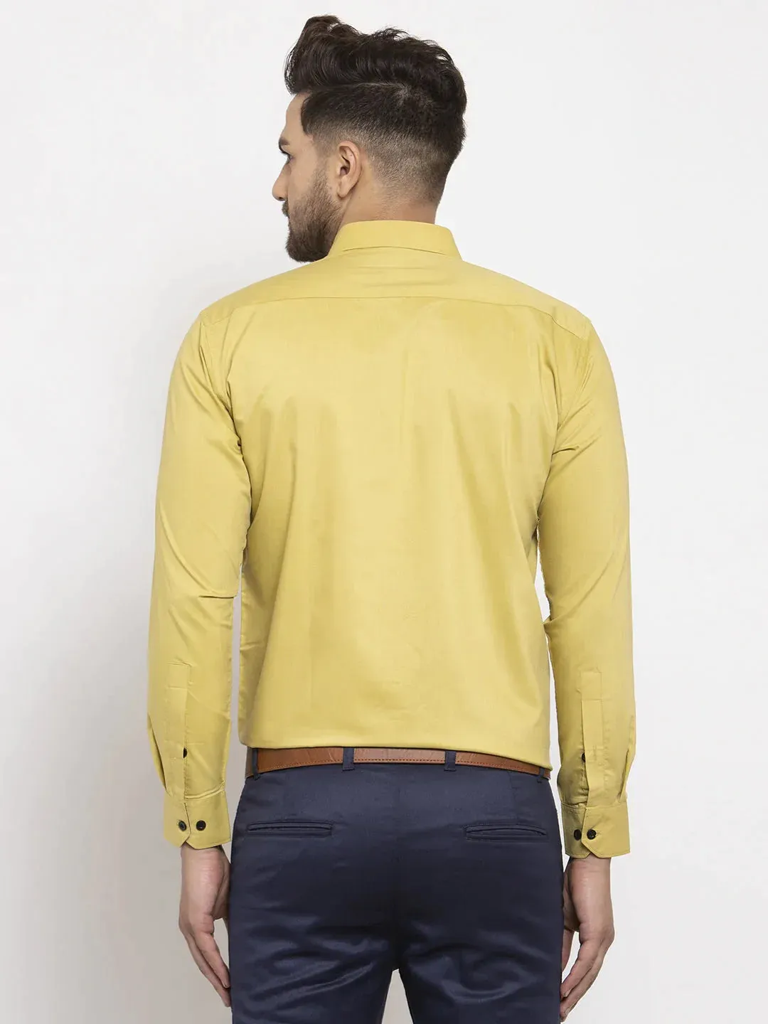Lime Yellow Formal Shirt With Black Detailing