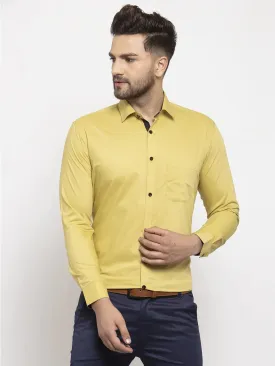 Lime Yellow Formal Shirt With Black Detailing