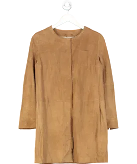 Max Mara Brown Suede Effect Light Jacket UK 8