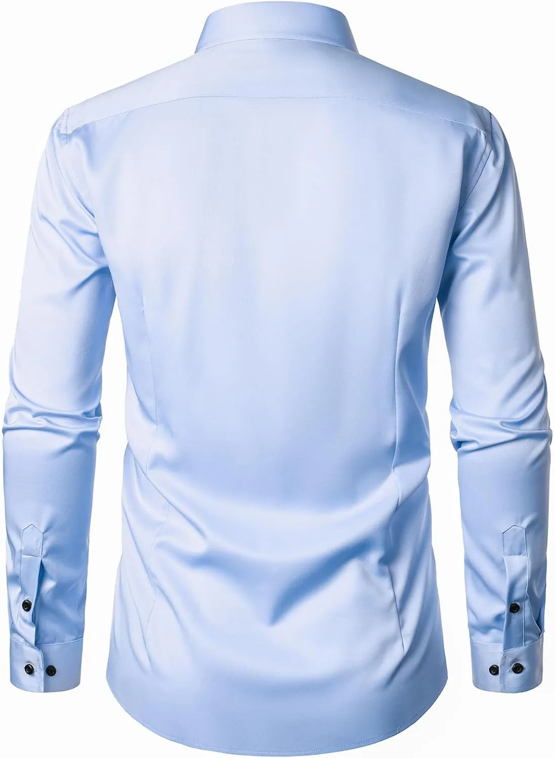 Men's Stretch Wrinkle Free Dress Shirts Formal Wedding Prom Long Sleeve Button Down Shirt