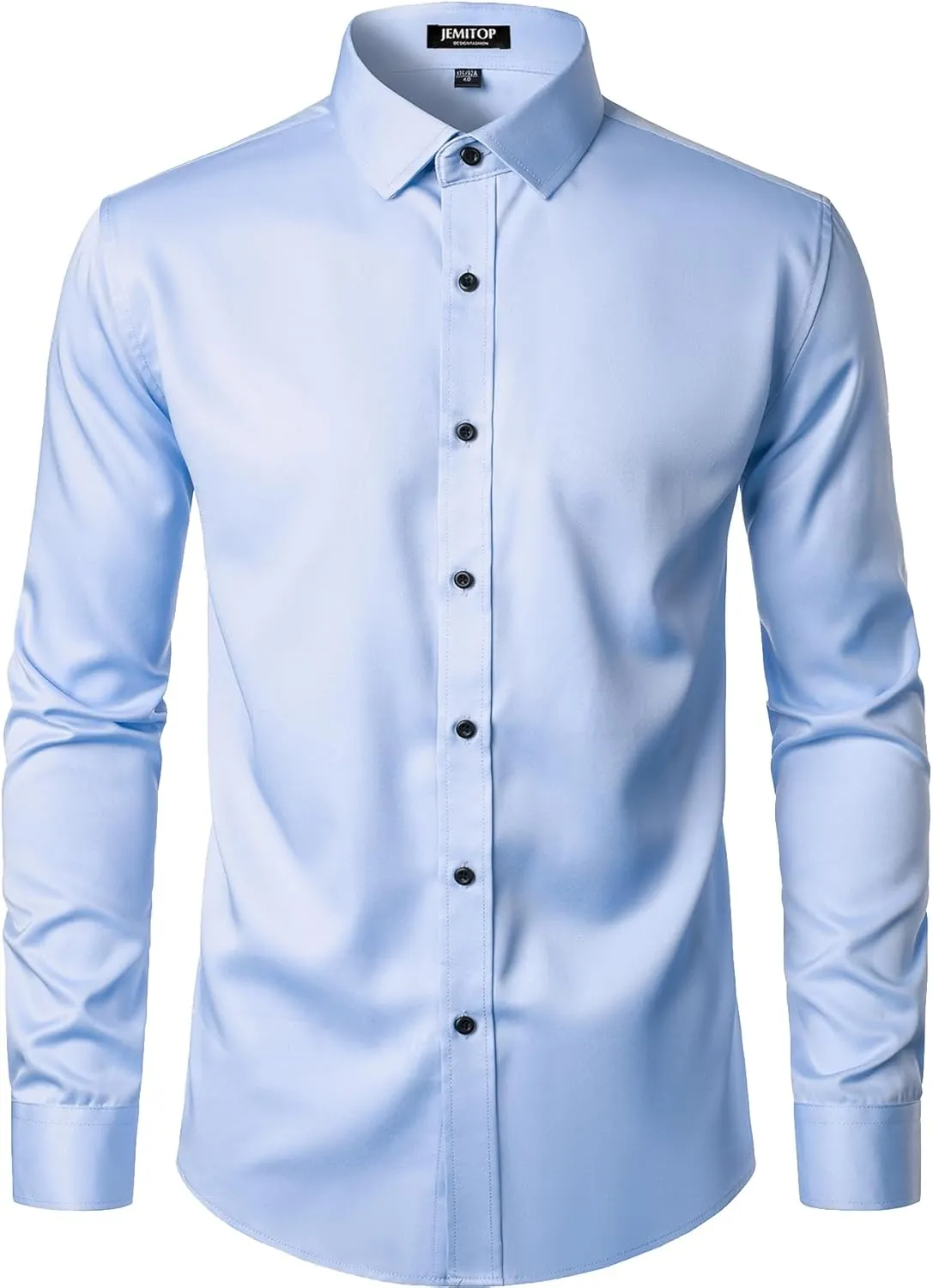 Men's Stretch Wrinkle Free Dress Shirts Formal Wedding Prom Long Sleeve Button Down Shirt