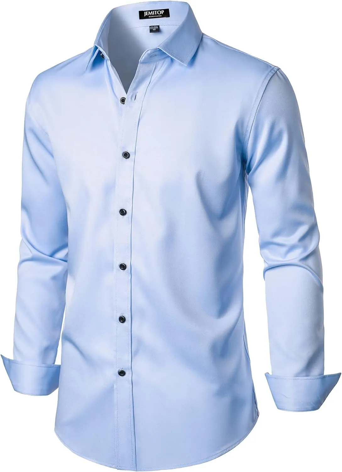 Men's Stretch Wrinkle Free Dress Shirts Formal Wedding Prom Long Sleeve Button Down Shirt