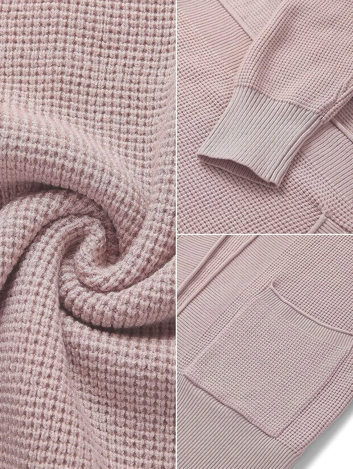 MEROKEETY Women's 2025 Fall Open Front Waffle Knit Cardigan Long Sleeve Cozy Knit Sweaters with Pockets