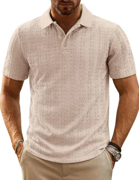 PJ PAUL JONES Mens Polo Shirts Short Sleeve Casual Collared Shirts Textured Stretchy Golf Shirts