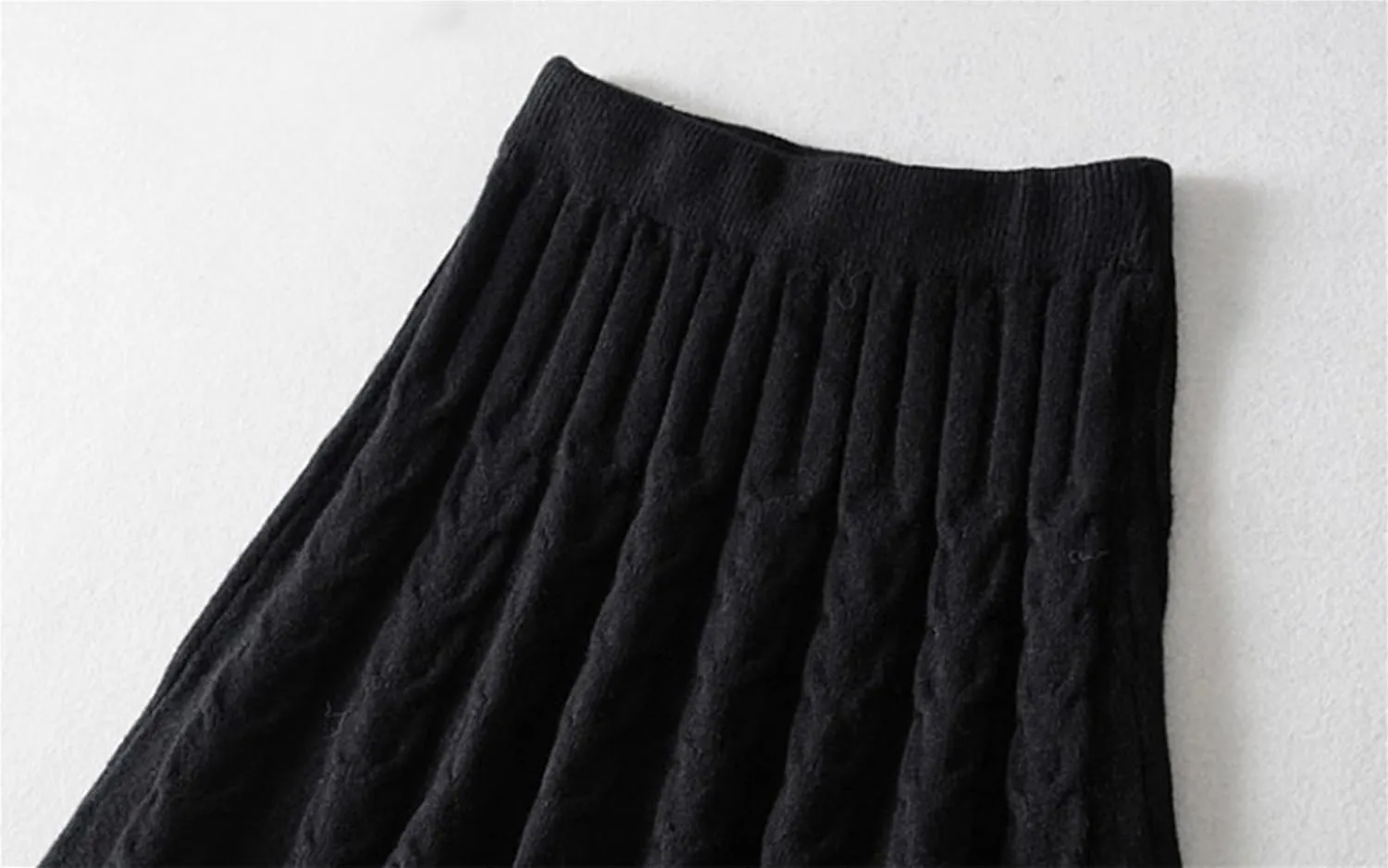 SANGTREE Women's Cute Stretchy Knit Short Pleated Solid Sweater Skirt