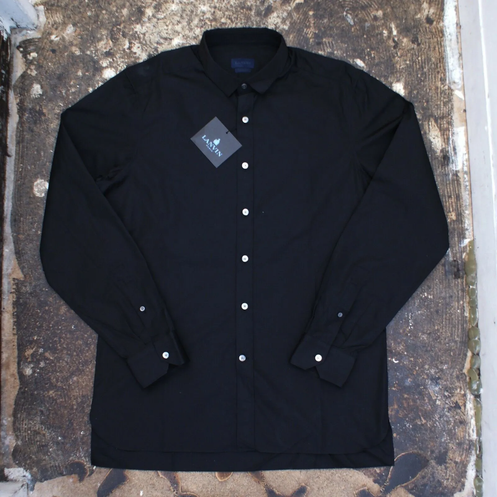 Smart Black Shirt With Dual Layered Collar
