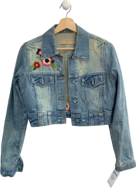 TRF Light Blue Embroidered Denim Jacket M