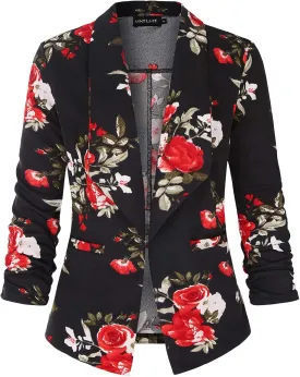 Unifizz Women's 3/4 Sleeve Blazer Lightweight Casual Cardigan Jacket Work Office Blazers with Pockets