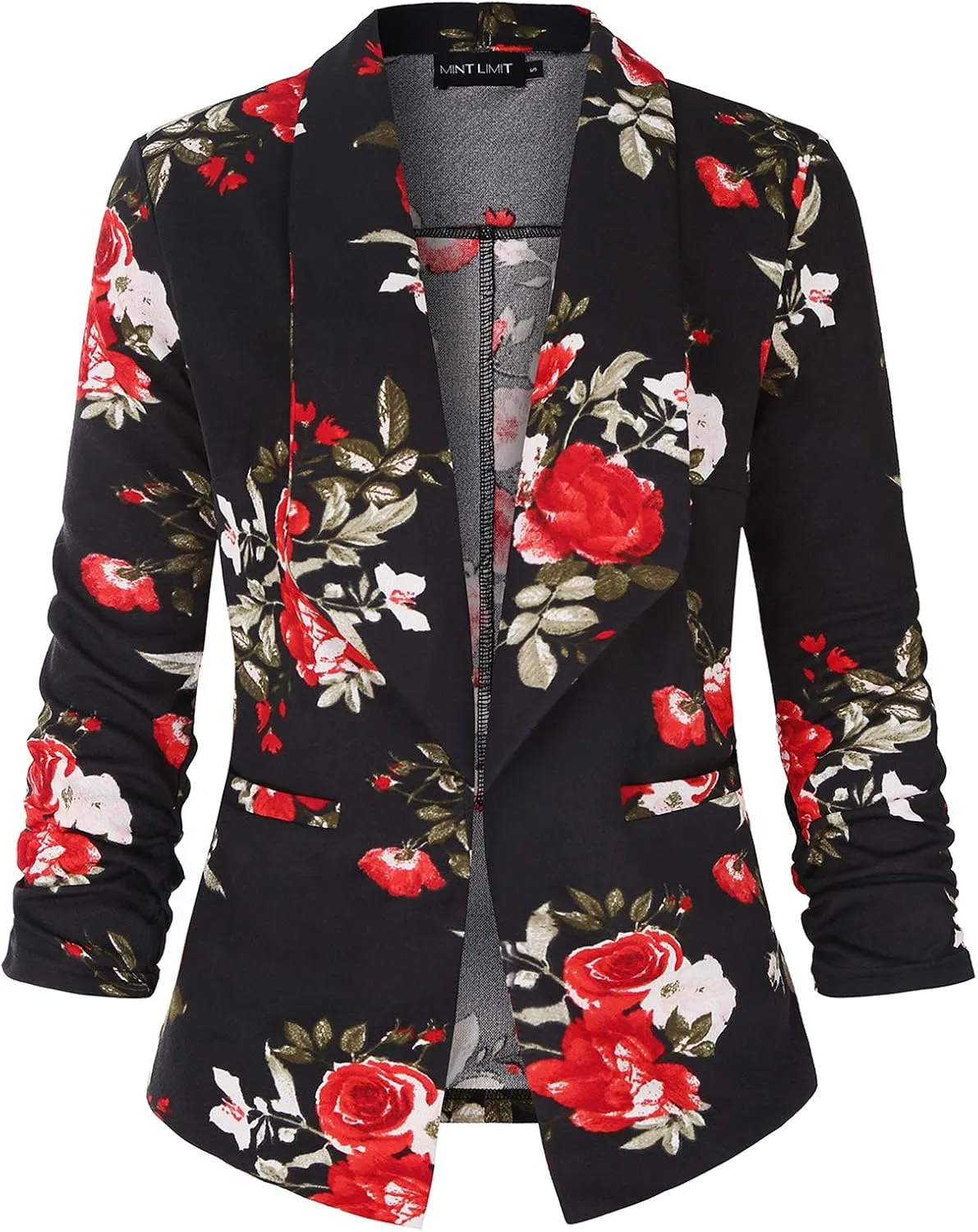Unifizz Women's 3/4 Sleeve Blazer Lightweight Casual Cardigan Jacket Work Office Blazers with Pockets