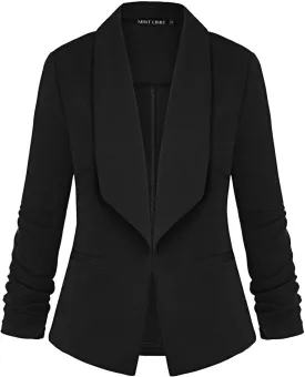 Unifizz Women's 3/4 Sleeve Blazer Lightweight Casual Cardigan Jacket Work Office Blazers with Pockets