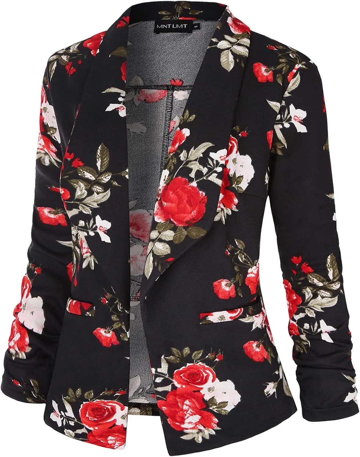 Unifizz Women's 3/4 Sleeve Blazer Lightweight Casual Cardigan Jacket Work Office Blazers with Pockets
