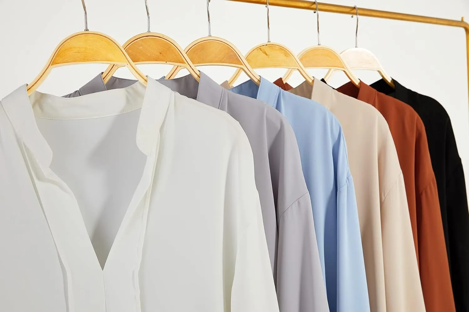 Valphsio Women's Elegant Tops Balloon Sleeve Formal Pleated Shirts V Neck Chiffon Blouses