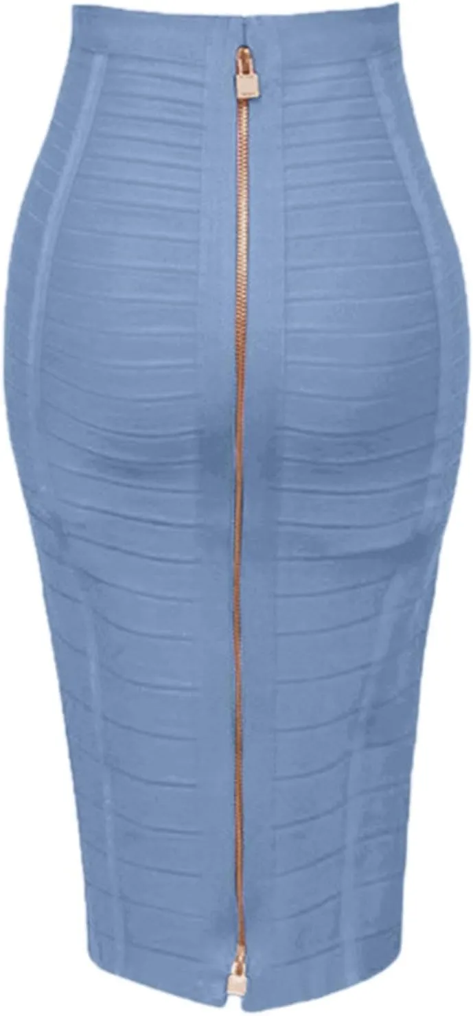 Women's Wrap Skirt Bodycon Pencil Skirts High Waist Knee Length Back Zipper Business Bandage Sexy Solid Color Skirt